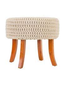 Taburete Africa, Patas: madera, Asiento: cuerda de algodón, Marrón, beige , Ø 47 x Al 40 cm