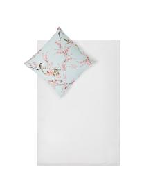 Pościel z bawełny Chinoiserie, Miętowy, odcienie różowego, zielony, biały, 140 x 200 cm + 1 poduszka 80 x 80 cm