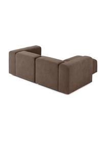 Sofá modular con reposapiés Lena (3 plazas), Tapizado: tejido (88% poliéster, 12, Estructura: madera de pino, contracha, Patas: plástico, Tejido marrón oscuro, An 209 x F 181 cm
