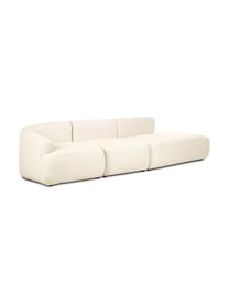 Modulaire chaise longue Sofia, Bekleding: 100% polypropyleen. Met 2, Frame: massief grenen, spaanplaa, Poten: kunststof., Geweven stof crèmewit, B 340 x D 95 cm, rugleuning rechts