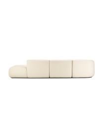 Chaise-longue componibile Sofia, Rivestimento: 100% polipropilene Con 23, Struttura: legno di pino massiccio, , Piedini: plastica, Tessuto bianco crema, Larg. 340 x Prof. 95 cm, schienale a destra