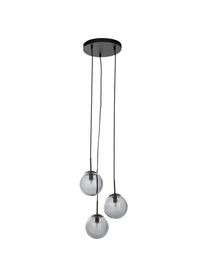 Závesná lampa z dymového skla Edie, Tmavosivá, priehľadná, čierna, Š 30 x H 30 cm