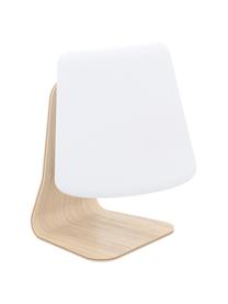 Lampada portabile a LED da esterno Table, Paralume: materiale sintetico, Base della lampada: legno di olmo con impiall, Bianco, marrone chiaro, Larg 22 x Alt. 29 cm