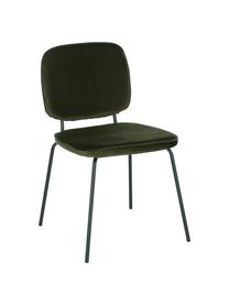 Fluwelen stoelen Jasper, 2 stuks, Bekleding: fluweel (hoogwaardig poly, Poten: gepoedercoat metaal, Donkergroen, B 49 x D 57 cm