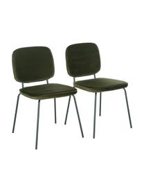 Fluwelen stoelen Jasper, 2 stuks, Bekleding: fluweel (hoogwaardig poly, Poten: gepoedercoat metaal, Donkergroen, B 49 x D 57 cm