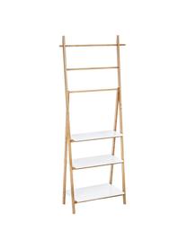 Estantería Audrey, Estructura: madera de bambú, Estantería: tablero de fibras de dens, Beige, blanco, An 53 x L 152 cm