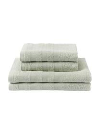 Set de toallas de algodón Camila, 4 uds., Verde salvia, Set de diferentes tamaños