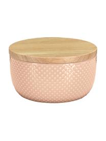 Bote para el baño de gres y bambú Dotty, Rosa, Ø 11 x Al 7 cm