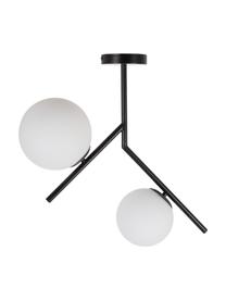 Moderne plafondlamp Spheric van opaalglas, Baldakijn: gecoat metaal, Zwart, wit, B 58 cm x H 53 cm