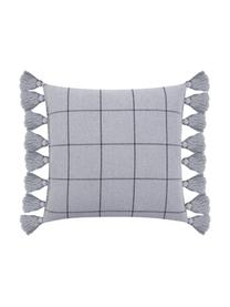 House de coussin 45x45 à houppes Amano, Gris, gris foncé