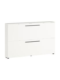 Schuhschrank Dallas mit 2 Klappfächern, Griffe: Metall, pulverbeschichtet, Füße: Kunststoff, Weiß, B 140 x H 85 cm