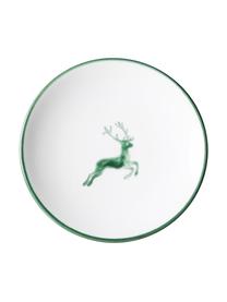 Handbeschilderde schoteltje Classic Green Deer, Keramiek, Groen, wit, Ø 15 cm