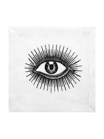 Designový lněný koktejlový ubrousek Eyes, 4 kusy, Len, Černá, bílá, Š 15 cm, D 15 cm