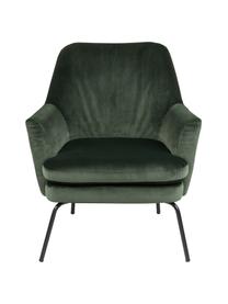 Fluwelen fauteuil Chisa in groen, Bekleding: polyester (fluweel), Poten: gepoedercoat metaal, Bosgroen, B 68 x H 73 cm