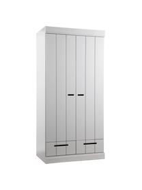 Armario Connect, 2 puertas, Estructura: madera de pino maciza pin, Estantes: melamina, Gris claro, An 94 x Al 195 cm