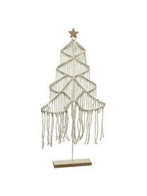 Albero di Natale in cotone Winter, Struttura: metallo rivestito, Bianco, marrone, Larg. 32 x Alt. 64 cm