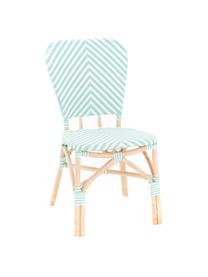 Krzesło ogrodowe Bistrot, Tapicerka: tkanina, Stelaż: rattan, Zielony, biały, S 59 x G 52 cm