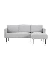 Ecksofa Ramira in Hellgrau mit Metall-Füssen, Bezug: Polyester 40.000 Scheuert, Gestell: Massives Kiefernholz, Spe, Webstoff Hellgrau, B 192 x T 139 cm