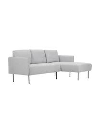 Ecksofa Ramira in Hellgrau mit Metall-Füssen, Bezug: Polyester 40.000 Scheuert, Gestell: Massives Kiefernholz, Spe, Webstoff Hellgrau, B 192 x T 139 cm