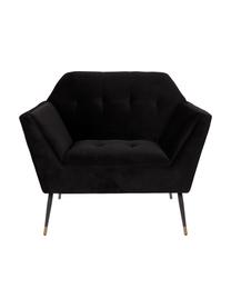 Fluwelen fauteuil Kate in zwart, Bekleding: polyester (fluweel), Poten: gepoedercoat metaal met d, Fluweel zwart, 95 x 79 cm