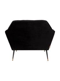 Fluwelen fauteuil Kate in zwart, Bekleding: polyester (fluweel), Poten: gepoedercoat metaal met d, Fluweel zwart, 95 x 79 cm