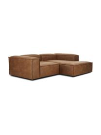 Modulares Ecksofa Lennon aus recyceltem Leder, Bezug: Recyceltes Leder (70 % Le, Gestell: Massives Holz, Sperrholz, Füße: Kunststoff, Leder Braun, B 238 x T 180 cm, Eckteil rechts