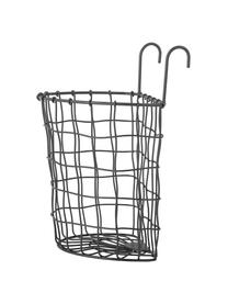 Cesta de pared de metal Minas, Metal recubierto, Negro, An 26 x Al 27 cm