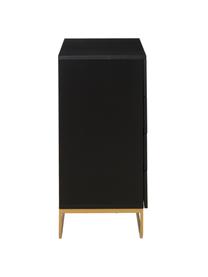 Cómoda Sanford, Estructura: tablero de fibras de dens, Parte trasera: tablero de fibras de desi, Patas: metal con pintura en polv, Negro, dorado, An 80 x Al 106 cm