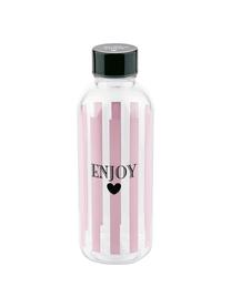 Bidon Enjoy, Tworzywo sztuczne, nie zawiera BPA, BPS i ftalanów, Butelka: transparentny, blady różowy, czarny Pokrywka: czarny, Ø 8 x W 21 cm