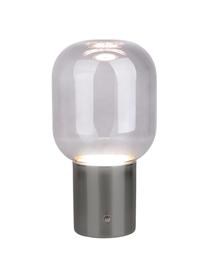 Kleine LED tafellamp Albero, Lampenkap: glas, Lampvoet: gecoat metaal, Zilverkleurig, lichtgrijs, Ø 13 x H 25 cm