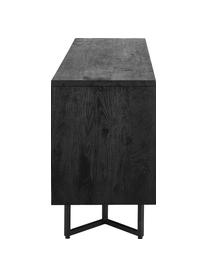 Credenza in legno di mango massiccio nero con ante Luca, Struttura: metallo verniciato a polv, Nero, Larg. 160 x Alt.70 cm