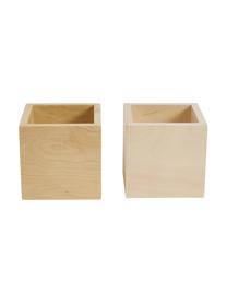 Kleine wandlamp Quad van hout, Lampenkap: hout, Beige, B 10 x H 10 cm