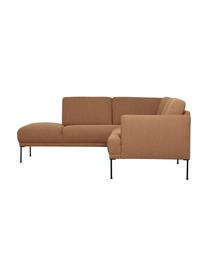 Ecksofa Fluente, Bezug: 100% Polyester 35.000 Sch, Gestell: Massives Kiefernholz, FSC, Füße: Metall, pulverbeschichtet, Webstoff Hellbraun, B 221 x T 200 cm, Eckteil links