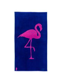 Telo mare Flamingo, Blu cobalto, rosa, Larg. 100 x Lung. 180 cm