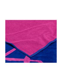 Toalla de playa Flamingo, Parte delantera: terciopelo (algodón), Reverso: afelpado (algodón), Azul cobalto, rosa, An 100 x L 180 cm