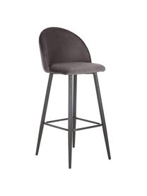 Tabouret de bar en velours gris foncé Amy, Gris, larg. 45 x haut. 103 cm