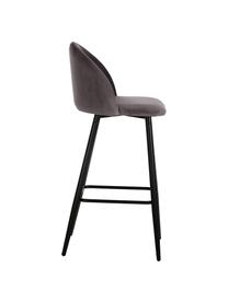 Krzesło barowe z aksamitu Amy, Tapicerka: aksamit (poliester) Dzięk, Nogi: metal malowany proszkowo, Szary, S 45 x W 103 cm