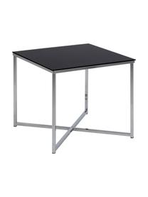 Mesa auxiliar Matheo, tablero de cristal, Estructura: metal, cromado, Tablero: vidrio laminado, Negro, metal cromado, An 50 x Al 45 cm