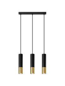 Lámpara de techo Longbot, Pantalla: acero recubierto, Anclaje: acero recubierto, Cable: plástico, Estructura: madera de roble, negro pintado Patas: dorado brillante cepillado, An 40 x Al 30 cm