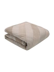 Colcha acolchada de algodón ecológico Cherie, Parte superior: 50% algodón con certifica, Parte trasera: 100% algodón con certific, Borde: 100% terciopelo, Crudo, beige, An 150 x L 250 cm (para camas de 100 x 200 cm)