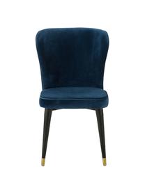 Chaise classique velours rembourré Cleo, Bleu foncé