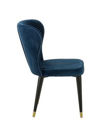 Chaise classique velours rembourré Cleo, Bleu foncé