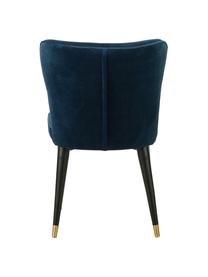 Chaise classique velours rembourré Cleo, Bleu foncé