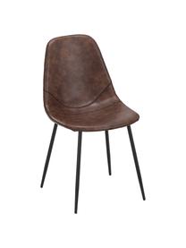 Imitatieleren gestoffeerde stoelen Linus, 2 stuks, Bekleding: kunstleer (65% polyethyle, Poten: gepoedercoat metaal, Bruin, B 41  x D 53 cm