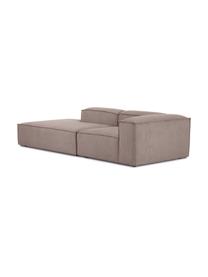 Chaise longue componibile in velluto a coste Lennon, Rivestimento: velluto a coste (92% poli, Struttura: legno di pino massiccio, , Piedini: plastica, Velluto a coste taupe, Larg. 269 x Prof. 119 cm, schienale a sinistra