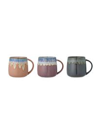 Set 3 tazze fatte a mano con smalto reattivo Cloe, Gres, Multicolore, Ø 10 x Alt. 10 cm, 380 ml