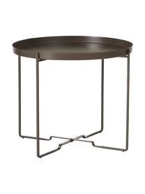 Tavolino-vassoio rotondo marrone scuro George, Metallo rivestito, Marrone scuro, Ø 57 x Alt. 48 cm