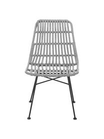 Polyrattan-Stühle Costa, 2 Stück, Sitzfläche: Polyethylen-Geflecht, Gestell: Metall, pulverbeschichtet, Grau, Schwarz, B 47 x T 61 cm