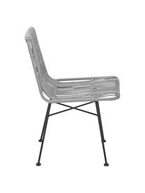 Krzesło z polirattanu Costa, 2 szt., Stelaż: metal malowany proszkowo, Szary, czarny, S 47 x G 61 cm