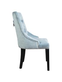 Krzesło tapicerowane z aksamitu Madam, Tapicerka: aksamit (100% poliester), Aksamitny jasny niebieski, nogi: czarny, S 56 x G 64 cm